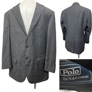 POLO by Ralph Lauren mens 42L virgin wool gray long sleeve sport coat jacket